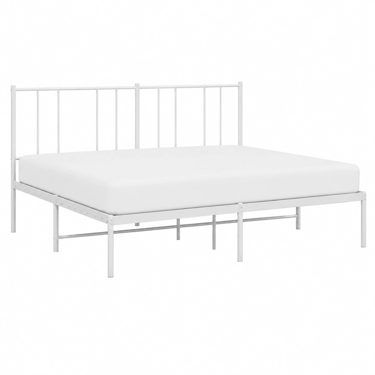 Letto Queen in Metallo Bianco con Testiera 183x213 cm