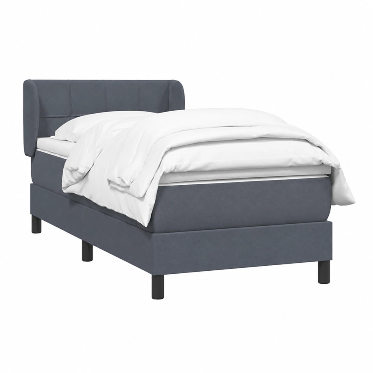 Letto Singolo Grigio in Velluto con Materasso a Molle 80x210 cm e Testiera Regolabile