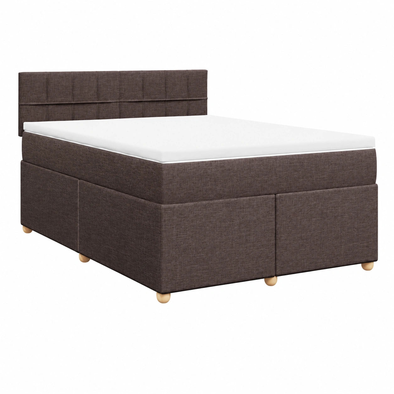 Letto Completo 140x190 cm con Materasso e Testiera Marrone Scuro Traspirante