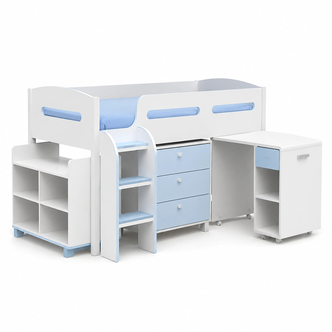 Letto a Castello Kimbo per Bambini, Bianco e Rosa, Dimensioni Singolo