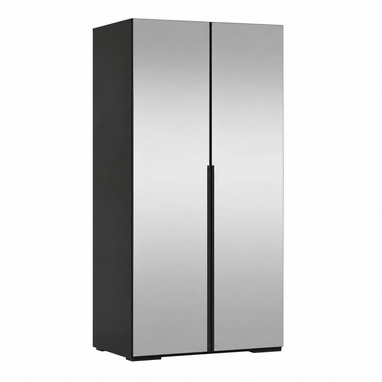 Armadio Nero Moderno con Specchio e Ripiani 236,7x100x47 cm