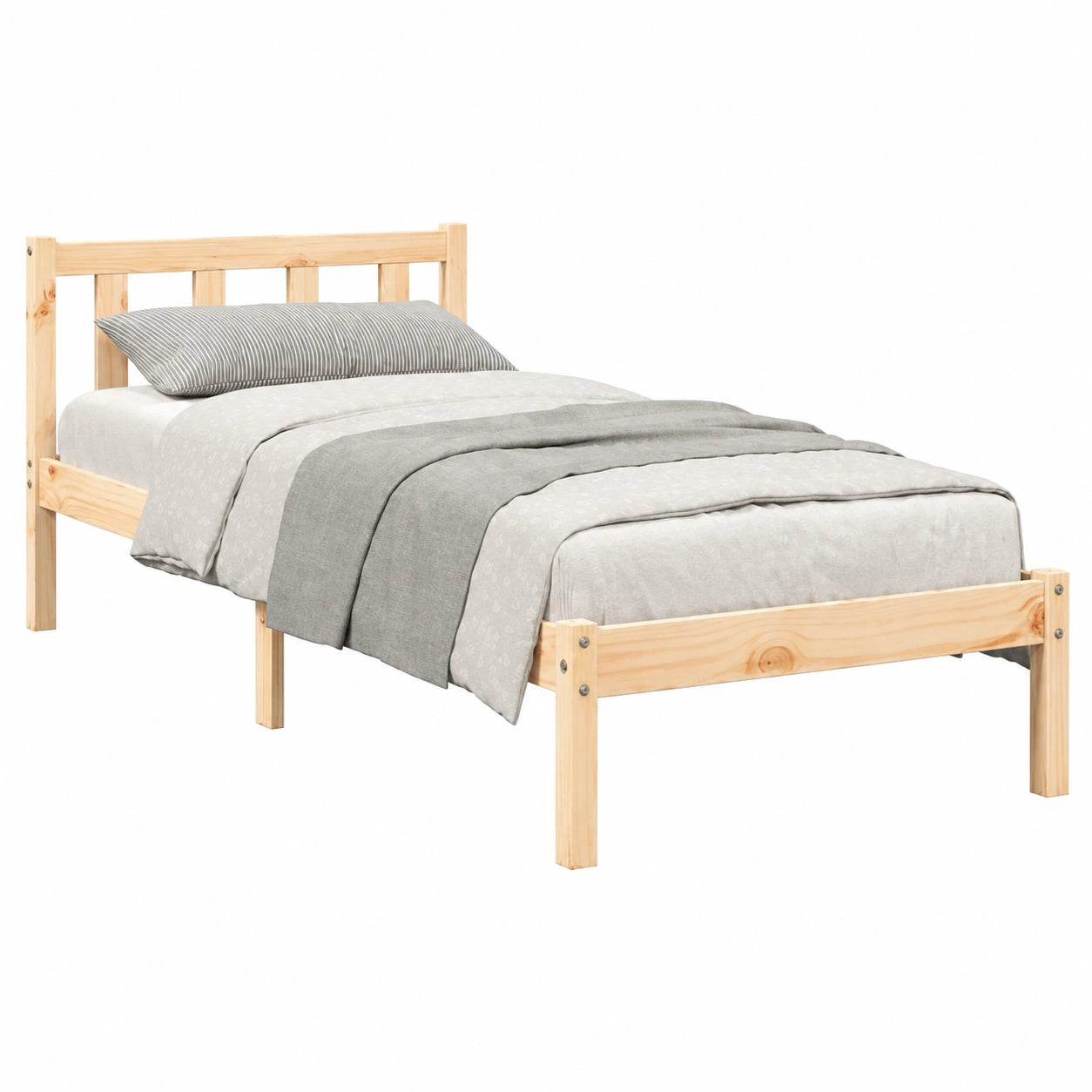 Letto Singolo in Pino Massiccio 90x210 cm Extra Lungo
