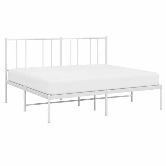 Letto Queen in Metallo Bianco con Testiera 183x213 cm