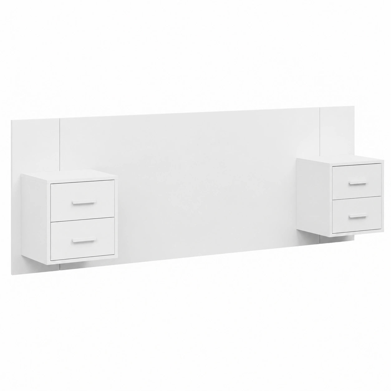 Testiera Letto Moderna con Comodini, Legno Multistrato Bianco