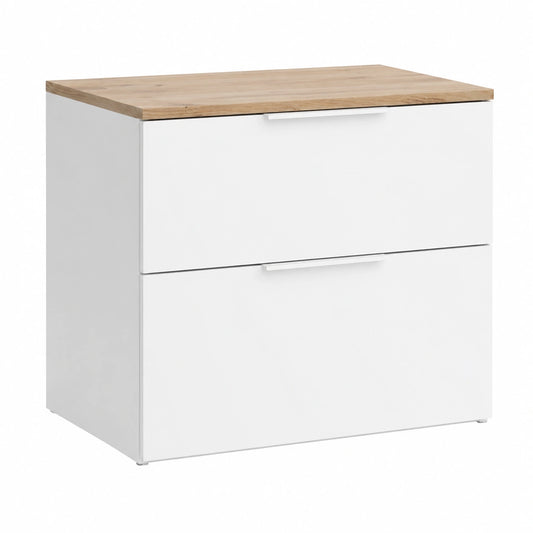 Cassettiera Moderna Vicco Wido Bianco Sonoma 60x50 cm con 2 Cassetti