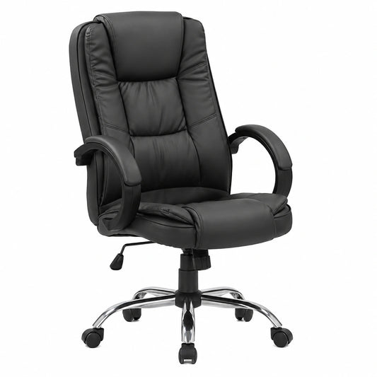 Sedia Ergonomica HEMAX Saigon in Similpelle Regolabile, Poltrona Ufficio e Studio, Design Moderno e Comodo - Nero