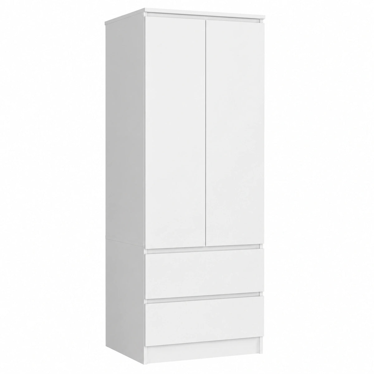 Armadio Bianco con Ante e Cassetti - 60 cm