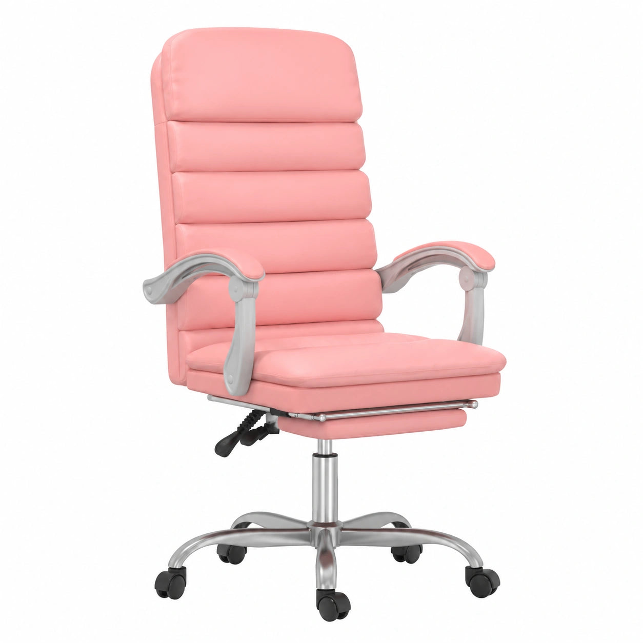 Poltrona da ufficio massaggiante ergonomica in ecopelle rosa, con supporto lombare e altezza regolabile, ideale per ufficio e casa, sedia direzionale confortevole salvaspazio