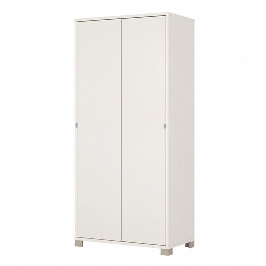 Armadio Compatto 2 Ante Scorrevoli Salvaspazio Bianco Fiammato 82x41x190 cm