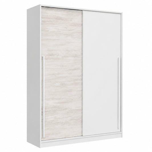 Armadio Guardaroba con Porte Scorrevoli e Ripiani Scandinavi 200x120x50 cm, Bianco e Rovere