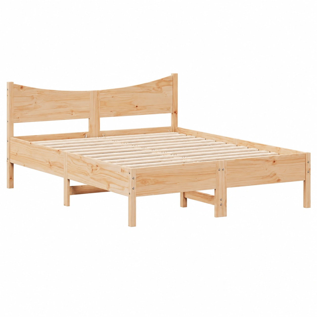 Struttura Letto in Legno di Pino 140x190 cm Senza Materasso