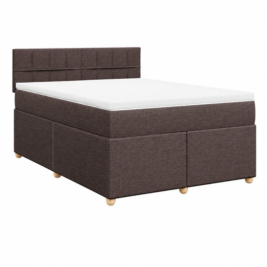 Letto Completo 140x190 cm con Materasso e Testiera Marrone Scuro Traspirante