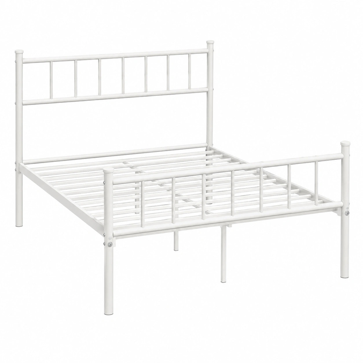 Letto Singolo in Ferro 90x200 cm con Testiera Minimalista, Bianco