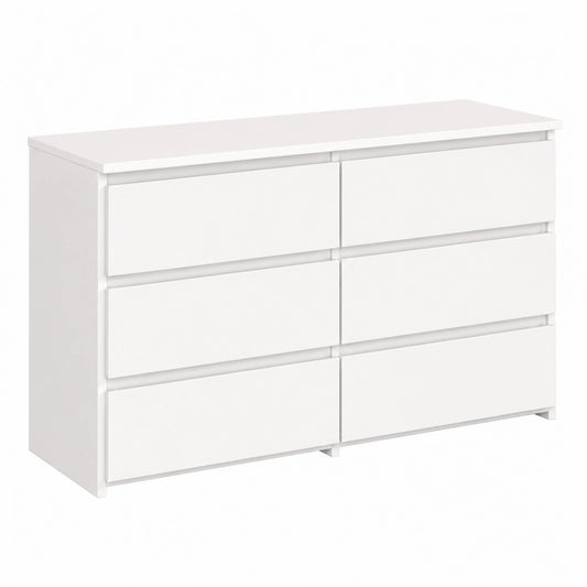 Cassettiera Moderna AKORD CL-100 con 6 Cassetti, Ideale per Soggiorno e Camera da Letto, Bianco, 35 x 100 x 57 cm