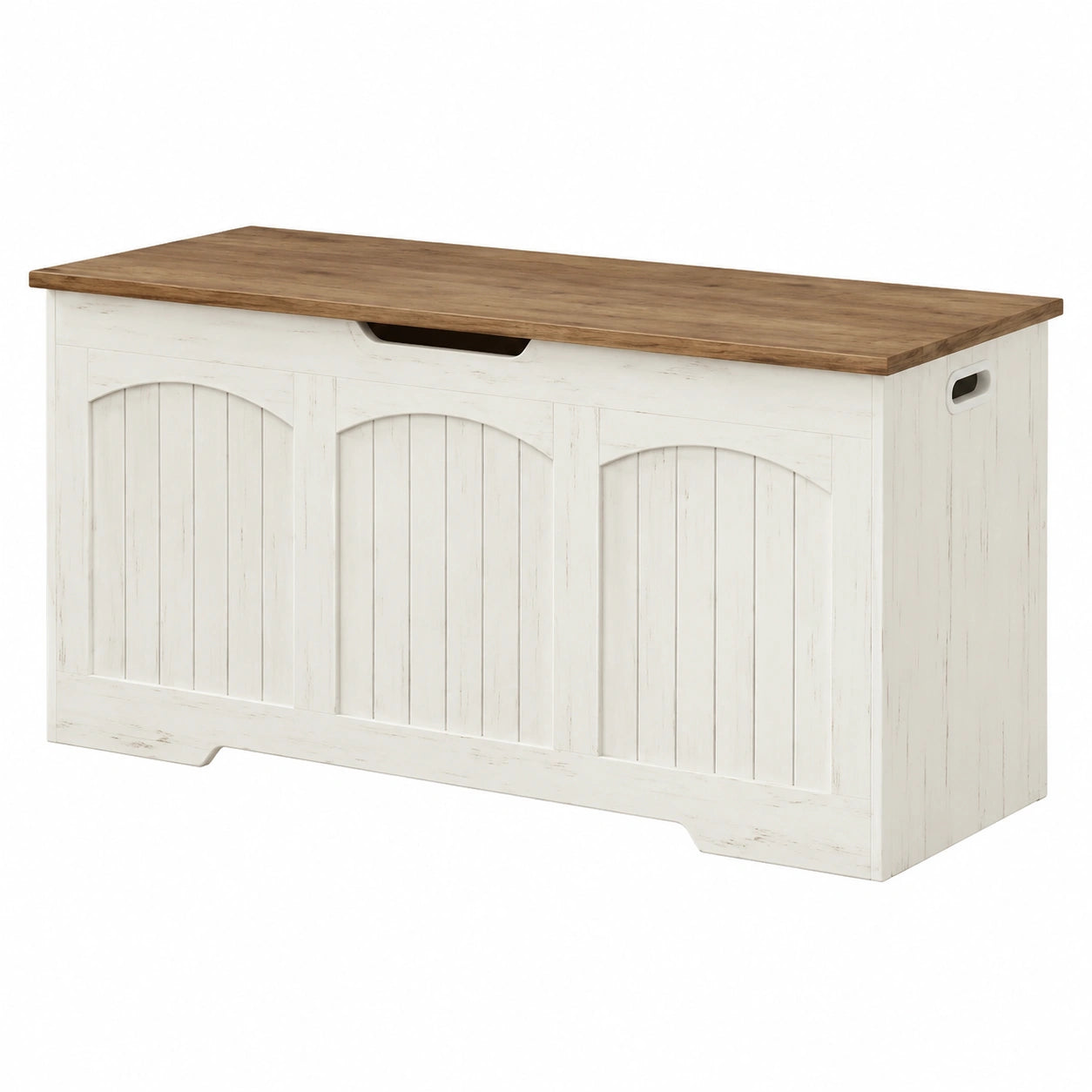 Cassapanca in Legno con Scomparto, Panca Contenitore Robusta, Ideale per Ingresso e Camera da Letto, 100x40x48 cm, Bianco e Marrone