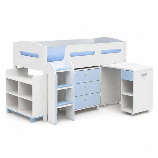 Letto a Castello Kimbo per Bambini, Bianco e Rosa, Dimensioni Singolo
