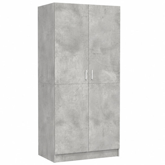 Guardaroba Moderno in Truciolato con Asta Appendiabiti 80x52x180 cm Grigio Cemento