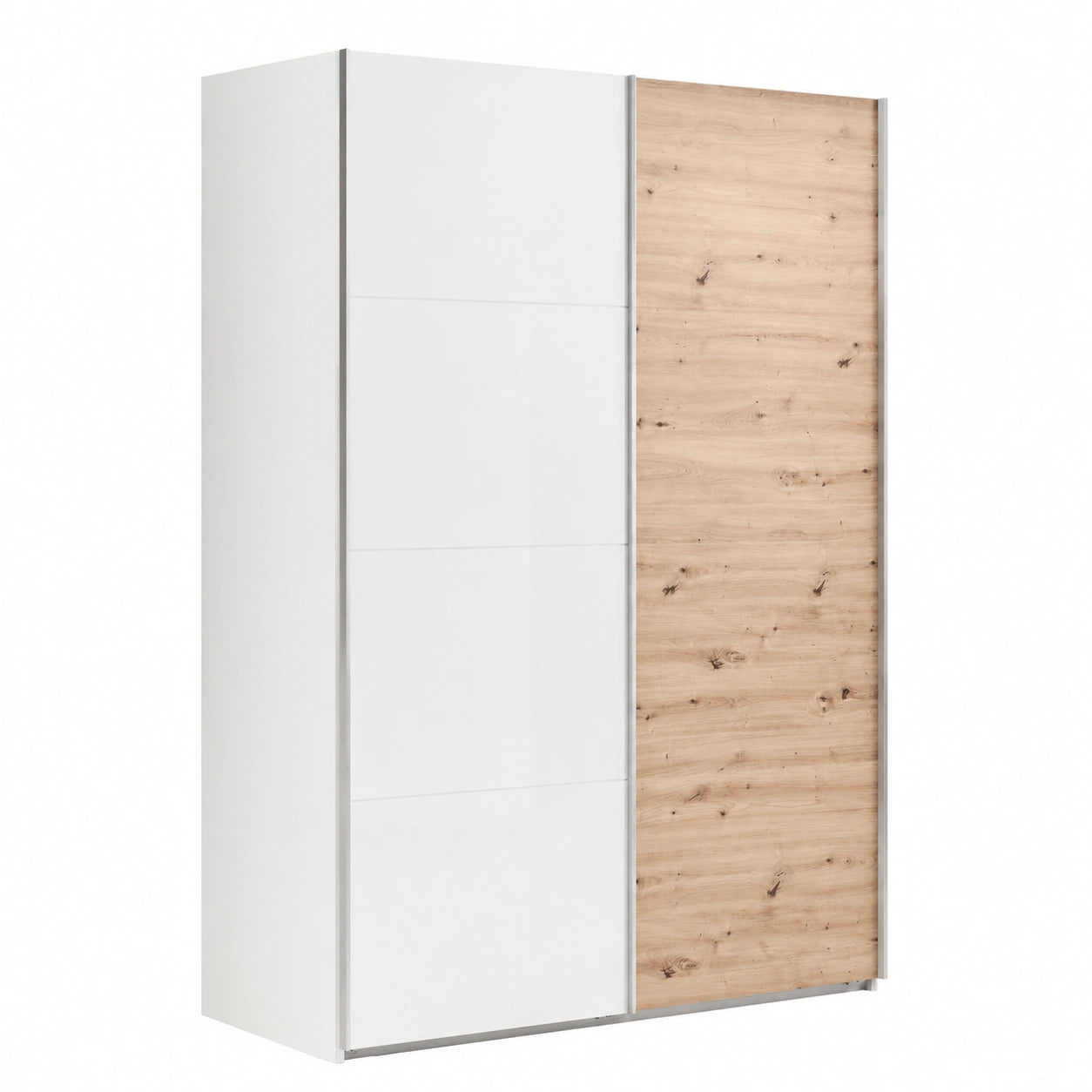 Armadio Scorrevole a 2 Ante SYSTEMA, Rovere Mielato/Bianco, 150x223x67 cm, Camera da Letto
