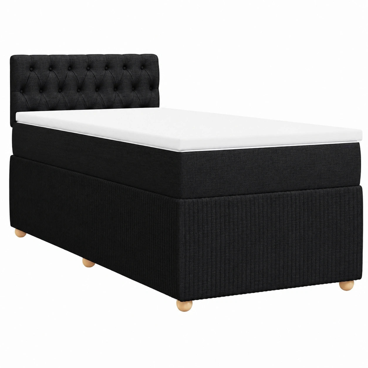Letto Singolo con Materasso in Memory Foam 90x190 cm, Tessuto Nero, Doghe Incluse, Montaggio Facile