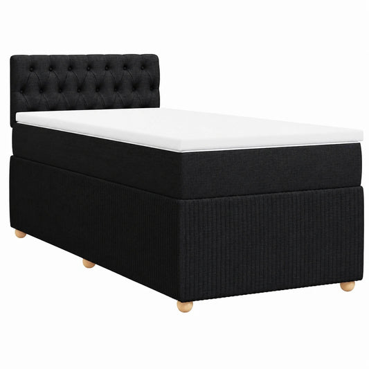 Letto Singolo con Materasso in Memory Foam 90x190 cm, Tessuto Nero, Doghe Incluse, Montaggio Facile